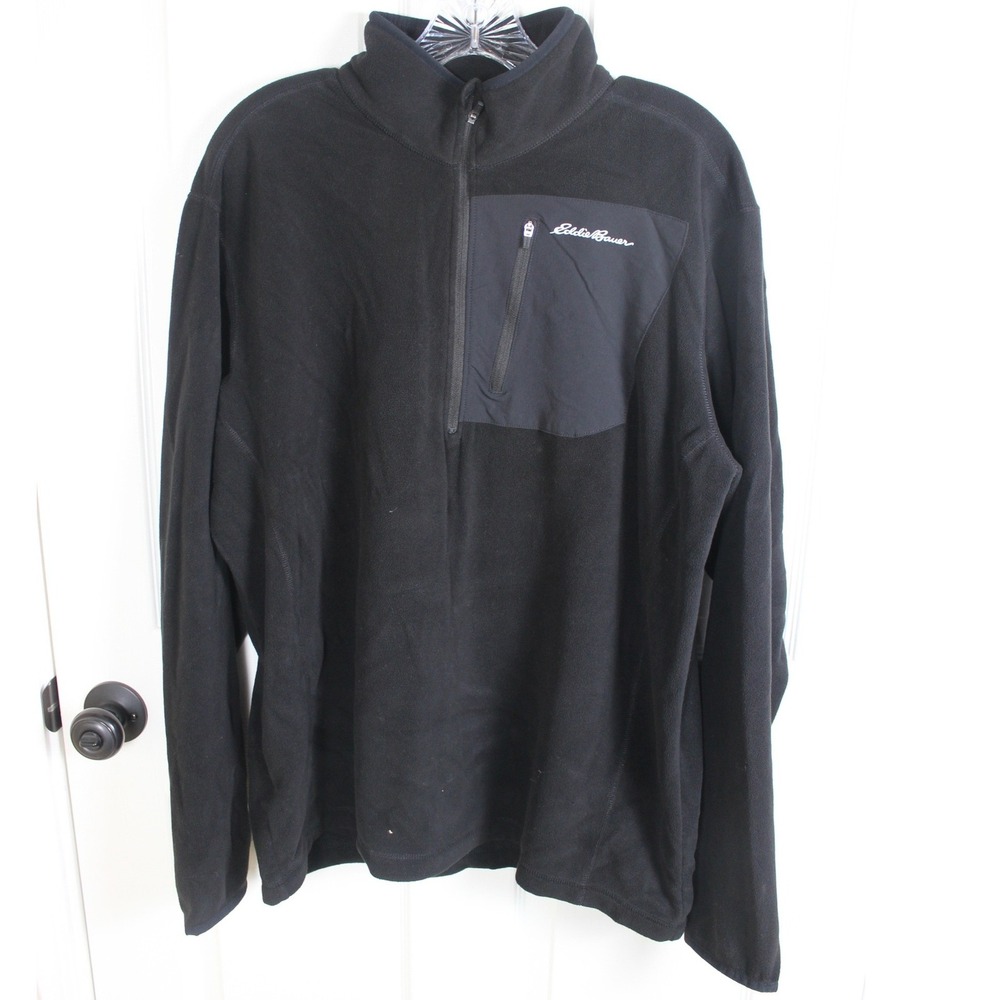 Eddie Bauer Mens‎ Black Fleece 1/4 Zip Pullover Long Sleeve Top Size L